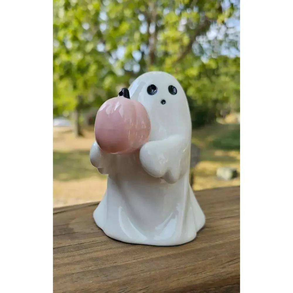 Target Hyde & EEK Boutique Ceramic Ghost with Bat + Pumpkin Halloween‎ Figurines